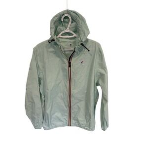 K-Way Kway Hooded Rain Jacket Mint Packable Waterproof Women XL
